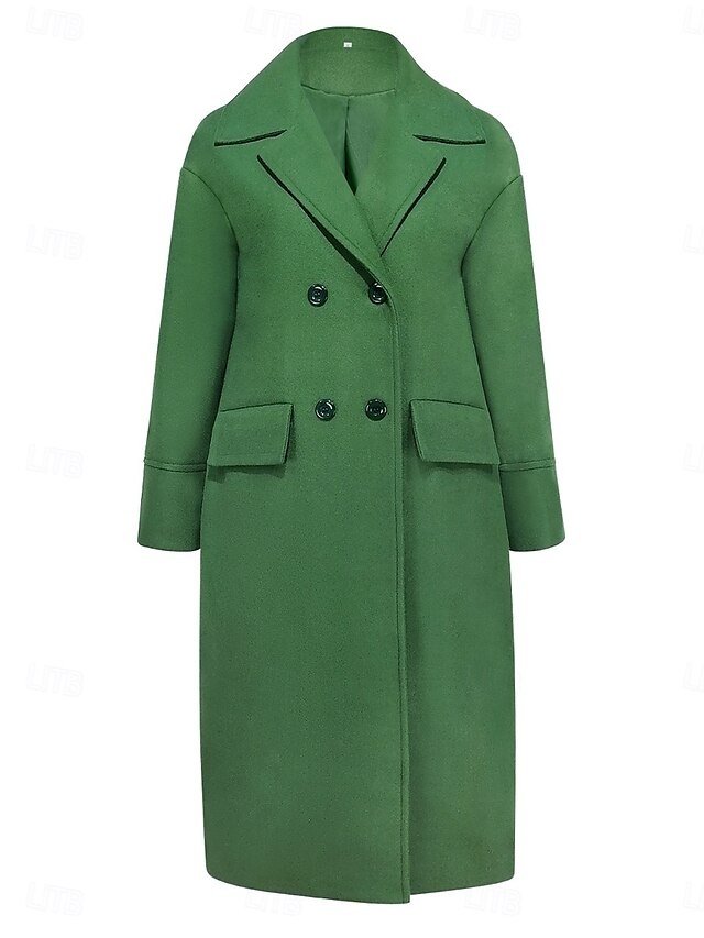 Casual Loose Plain Turndown Long Sleeve Winter Cloak - Image 2