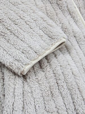 Casual Loose Plain Turndown Long Sleeve Sherpa Jacket - Image 5