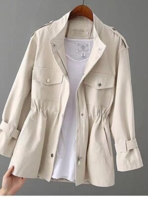 Casual Loose Plain Turndown Long Sleeve Jacket - Image 5