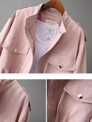 Casual Loose Plain Turndown Long Sleeve Jacket - Image 7