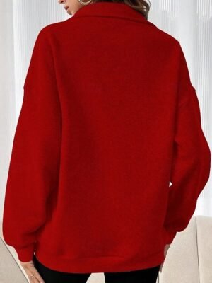 Casual Loose Plain Turtleneck Long Sleeve Regular Sweatshirt - Image 7