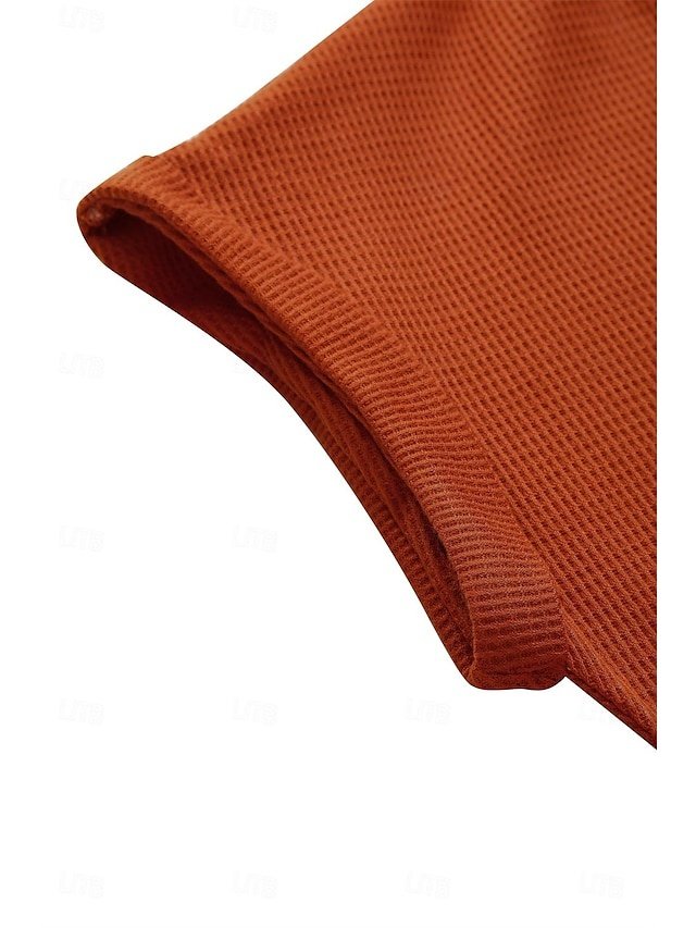 Casual Loose Plain V Neck Short Sleeve Knitted Top - Image 15