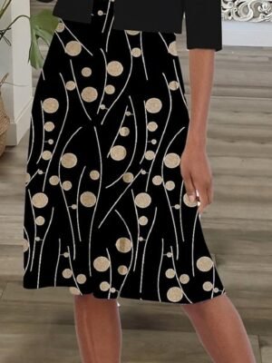 Casual Loose Polka Dot Crew Neck Half Sleeve Midi Dress Set - Image 3