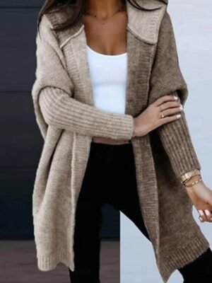 Casual Loose Pure Colour Hooded Long Sleeve Cardigan - Image 2