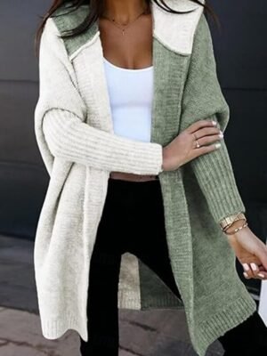 Casual Loose Pure Colour Hooded Long Sleeve Cardigan - Image 3