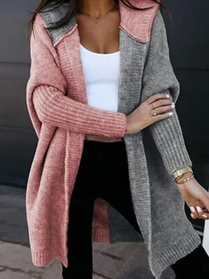 Casual Loose Pure Colour Hooded Long Sleeve Cardigan - Image 5
