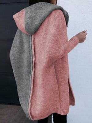 Casual Loose Pure Colour Hooded Long Sleeve Cardigan - Image 6