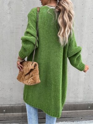 Casual Loose Pure Colour Open Front Long Sleeve Long Cardigan - Image 11