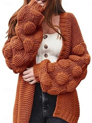Casual Loose Pure Colour Open Front Long Sleeve Long Cardigan - Image 2