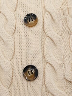 Casual Loose Pure Ribbed V Neck Long Sleeve Long Cardigan - Image 3