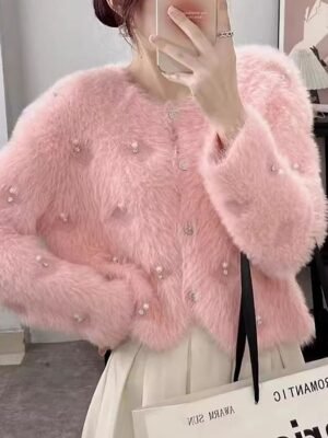 Casual Loose Pure V Neck Long Sleeve Sweater Cardigan - Image 1