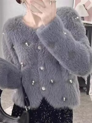 Casual Loose Pure V Neck Long Sleeve Sweater Cardigan - Image 3