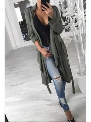 Casual Loose Solid Button Long Sleeve Fall Jacket - Image 1