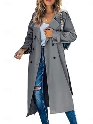Casual Loose Solid Button Long Sleeve Jacket - Image 2