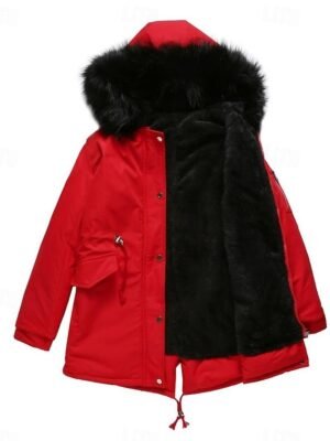 Casual Loose Solid Colour Hoodie Long Sleeve Winter Coat - Image 6