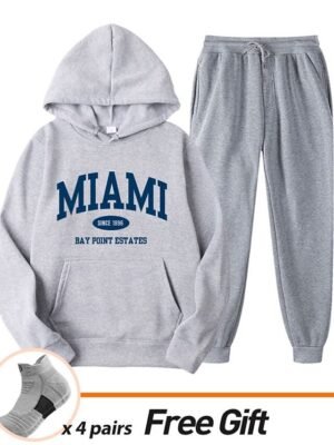 Casual Loose Solid Crew Neck Long Sleeve Velvet Tracksuit - Image 18