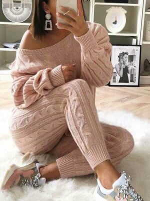 Casual Loose Solid Crew Neck Long Sleeve Knitted Top - Image 2