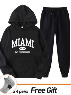 Casual Loose Solid Crew Neck Long Sleeve Velvet Tracksuit - Image 20