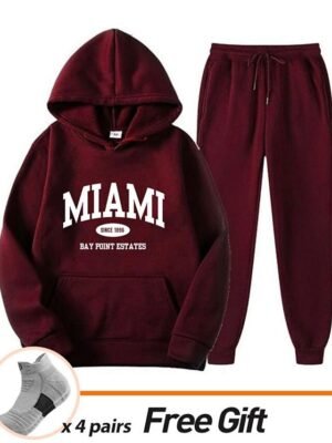 Casual Loose Solid Crew Neck Long Sleeve Velvet Tracksuit - Image 21