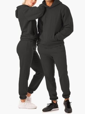 Casual Loose Solid Crew Neck Long Sleeve Velvet Tracksuit - Image 9
