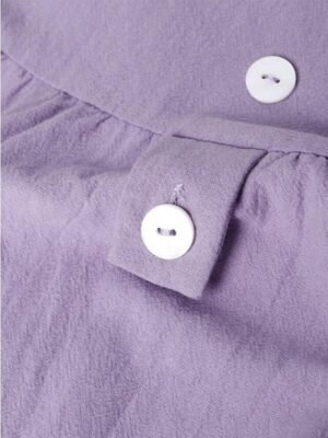 Casual Loose Solid Crew Neck Short Sleeve Midi Smock Dress - Image 8