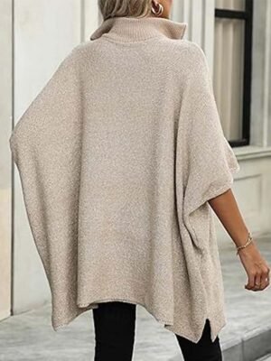 Casual Loose Solid Deep V Neck Half Sleeve Sweater - Image 6