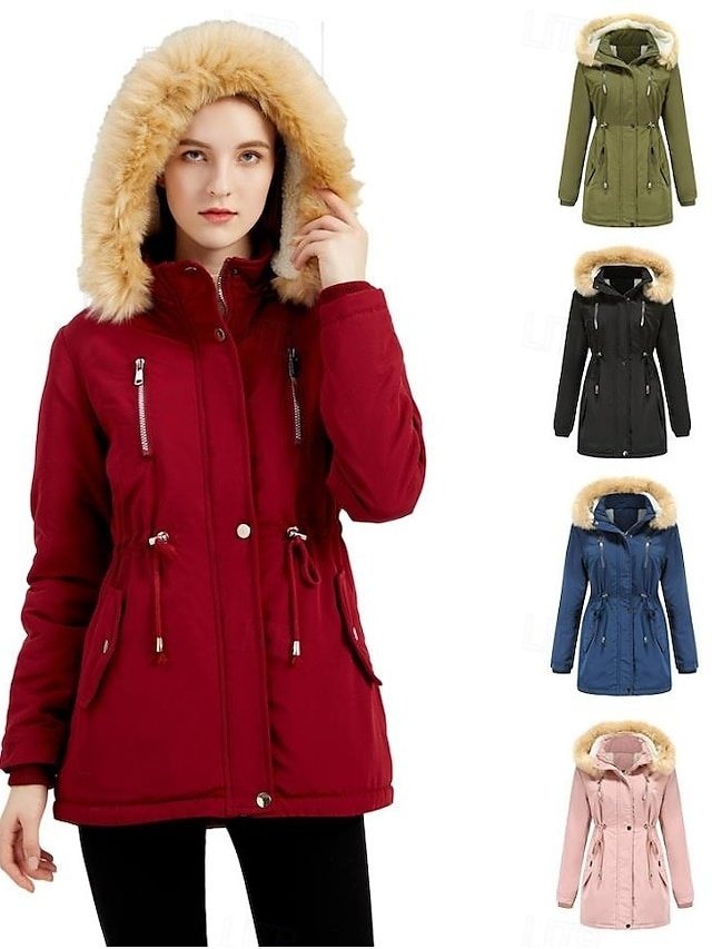 Casual Loose Solid Hoodie Long Sleeve Winter Coat - Image 1