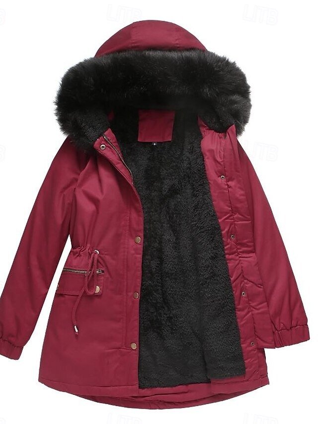 Casual Loose Solid Hoodie Long Sleeve Winter Coat - Image 2