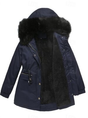 Casual Loose Solid Hoodie Long Sleeve Winter Coat - Image 3