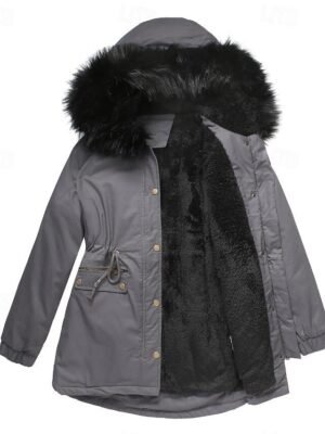 Casual Loose Solid Hoodie Long Sleeve Winter Coat - Image 5