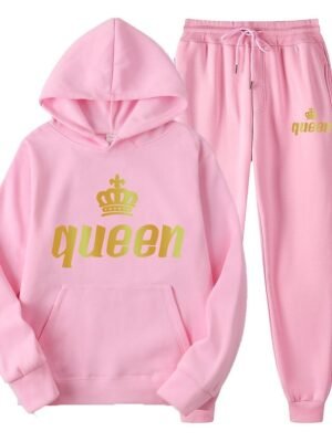 Casual Loose Solid Long Sleeve Velvet Thermal Tracksuit - Image 20