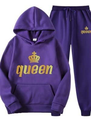 Casual Loose Solid Long Sleeve Velvet Thermal Tracksuit - Image 22