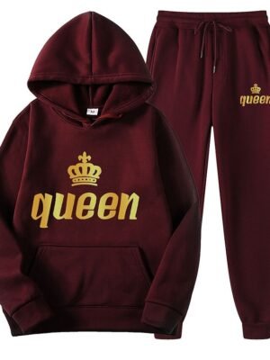 Casual Loose Solid Long Sleeve Velvet Thermal Tracksuit - Image 24