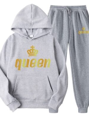 Casual Loose Solid Long Sleeve Velvet Thermal Tracksuit - Image 25