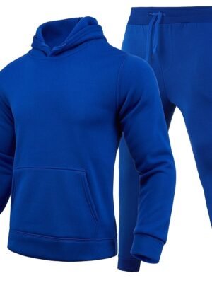 Casual Loose Solid Long Sleeve Velvet Thermal Tracksuit - Image 3
