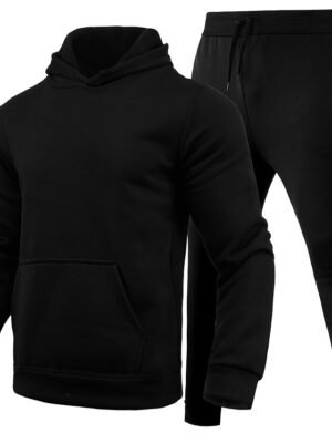 Casual Loose Solid Long Sleeve Velvet Thermal Tracksuit - Image 4