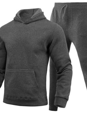 Casual Loose Solid Long Sleeve Velvet Thermal Tracksuit - Image 5