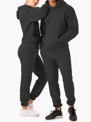 Casual Loose Solid Long Sleeve Velvet Thermal Tracksuit - Image 8