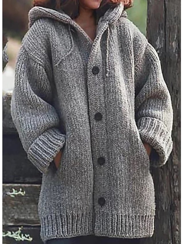 Casual Loose Solid Open Front Long Sleeve Long Cardigan - Image 2