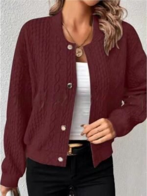 Casual Loose Solid Stand Collar Long Sleeve Jacket - Image 7