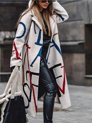 Casual Loose Striped Hooded Long Sleeve Long Coat - Image 1