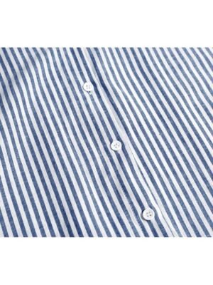 Casual Loose Striped Shirt Collar Long Sleeve Maxi Dress - Image 15