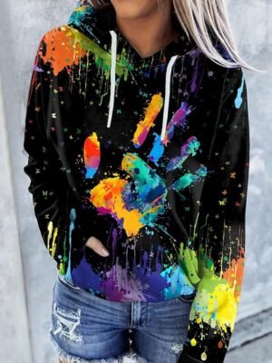 Casual Loose Tie Dye Graphic Hoodie Pullover - Image 1