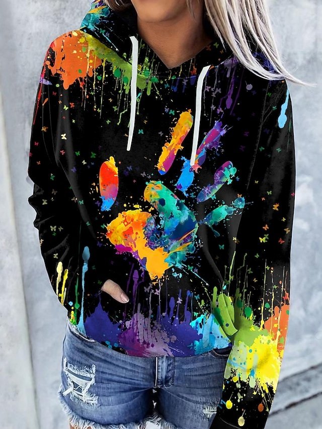 Casual Loose Tie Dye Graphic Hoodie Pullover - Image 1