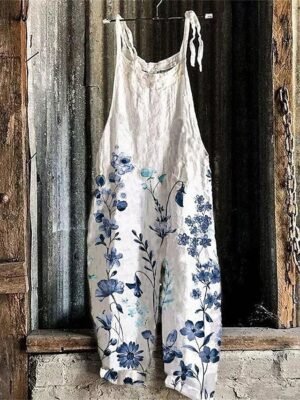 Casual Mid Rise Floral Graphic Ankle-Length Jumpsuit - Image 6
