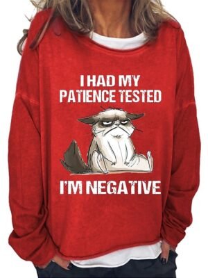 Casual Oversized Cat Print Round Neck Long Sleeve Sweatshirt - Image 11