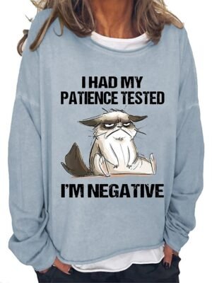 Casual Oversized Cat Print Round Neck Long Sleeve Sweatshirt - Image 13