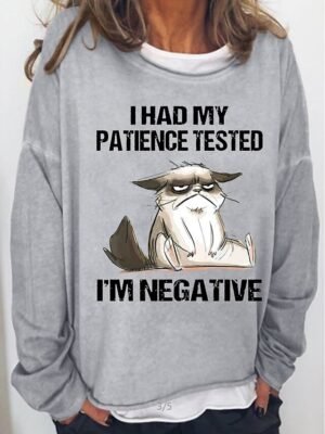 Casual Oversized Cat Print Round Neck Long Sleeve Sweatshirt - Image 8