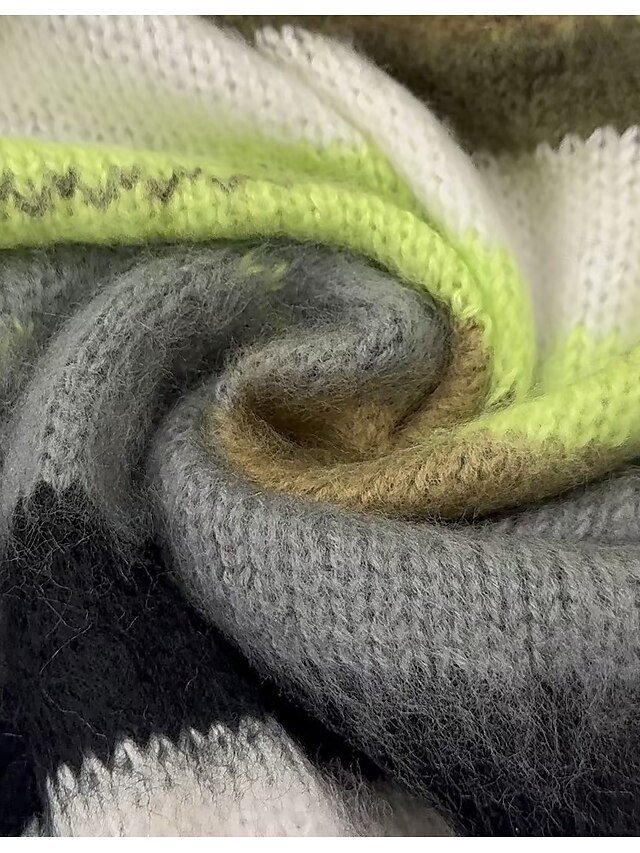 Casual Oversized Colour Block Crew Neck Long Sleeve Regular Knit Jumper - Image 2