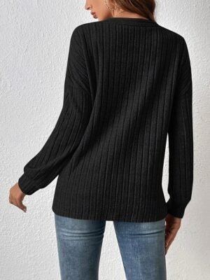 Casual Oversized Plain Collarless Long Sleeve Jacket - Image 2
